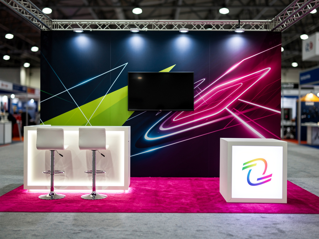 Air DNA 10x20 Inline Modular Booth with Integrated Reception turnkey exhibit 3D rendering