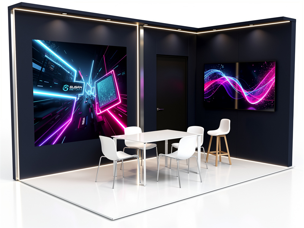 Solidscape 10x30 Inline Modular Exhibit with Integrated Reception turnkey exhibit 3D rendering