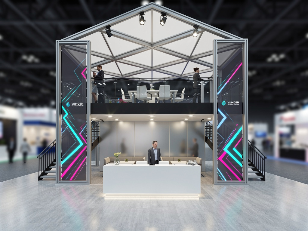 Apex 20x20 Modular Island Exhibit with Overhead Canopy