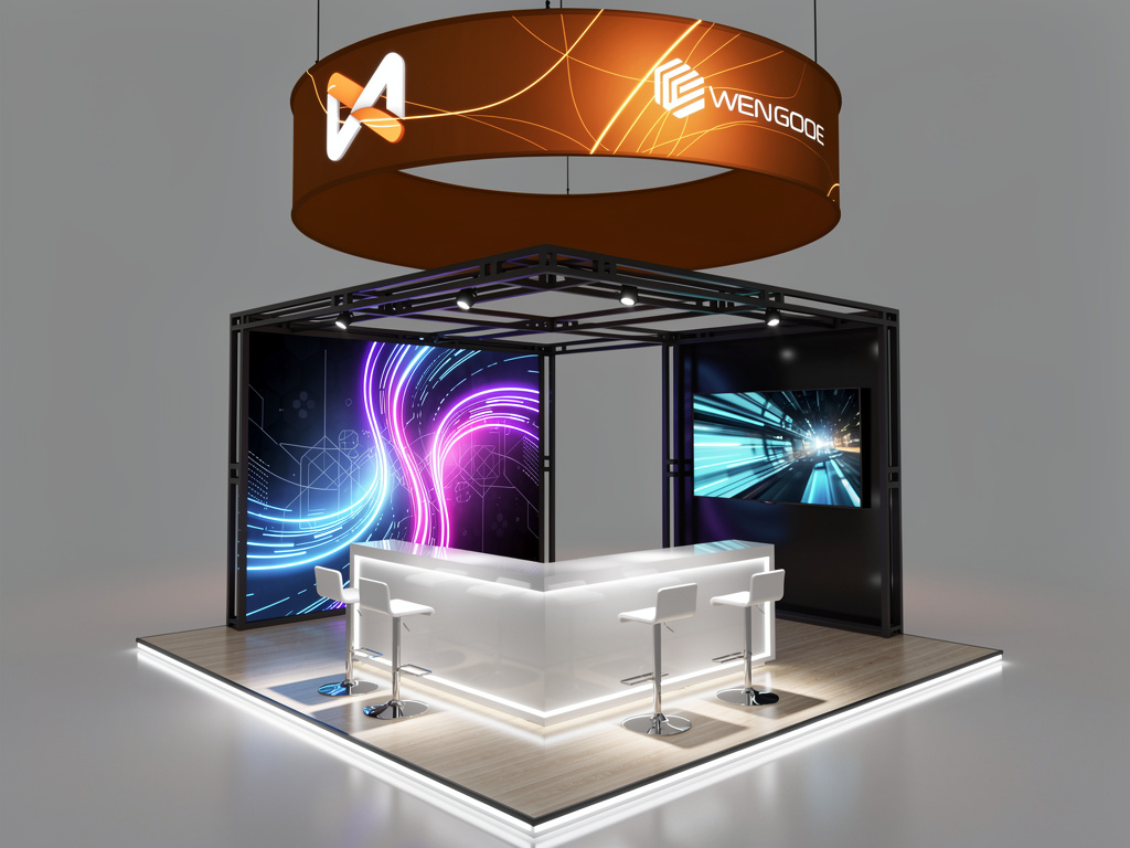 Apex 20x20 Modular Island Exhibit with Overhead Canopy