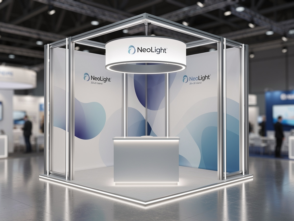 NeoLight 20x20 AI Island Exhibit with Floating Halo