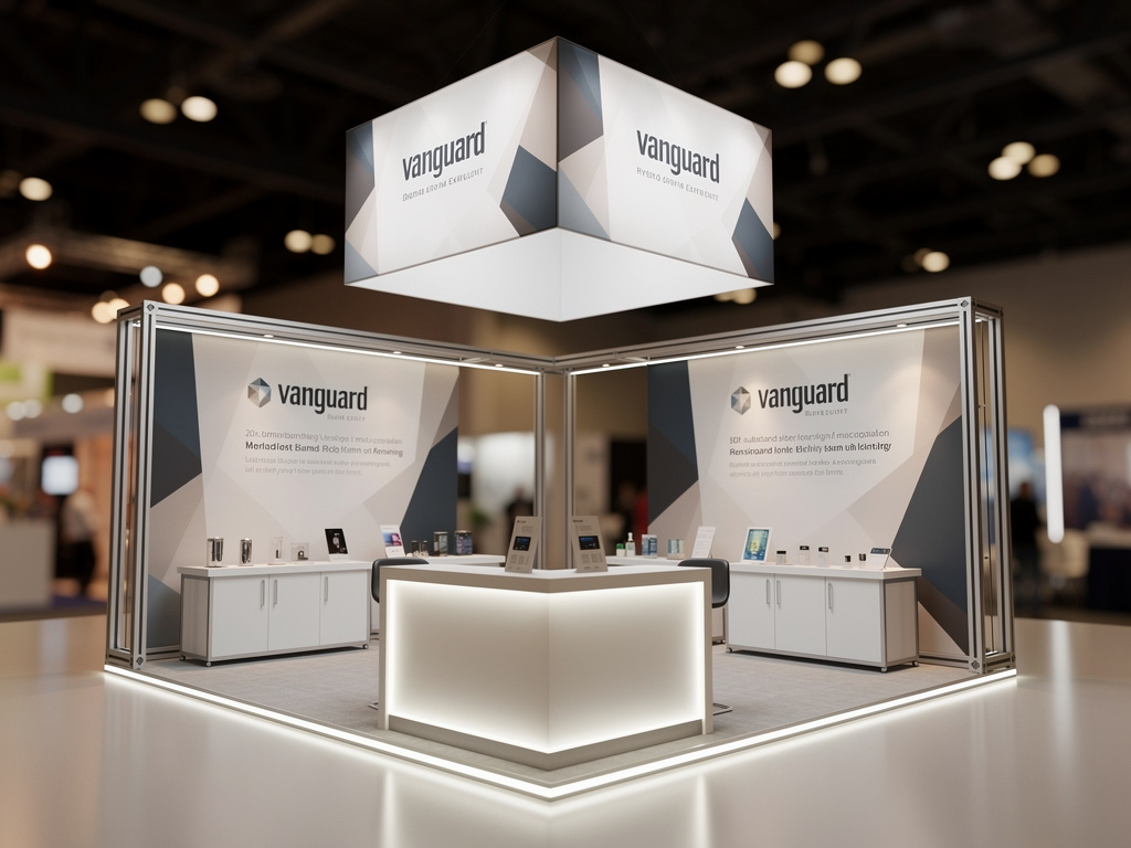 Vanguard 20x20 Hybrid Island Exhibit with Overhead Branding