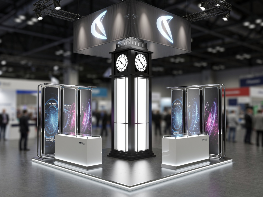 Metropolis 20x20 Custom Island Exhibit Rental turnkey exhibit 3D rendering