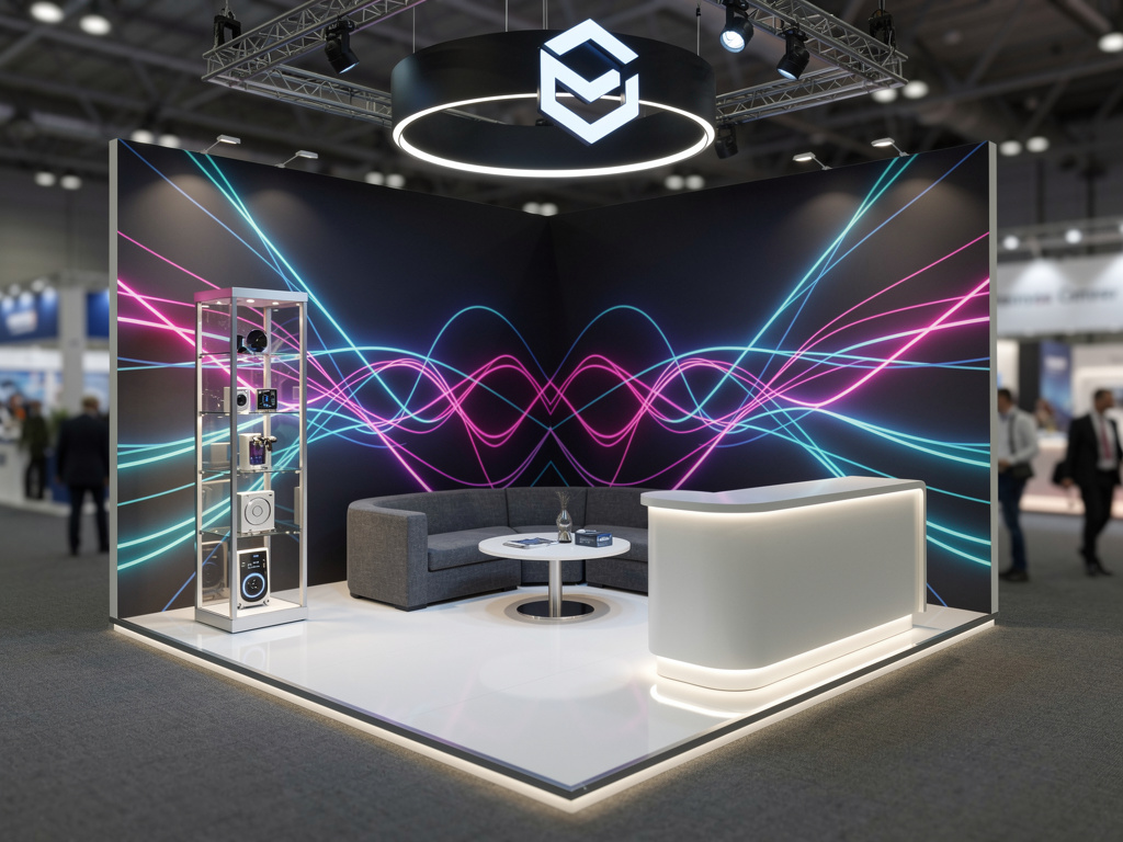 Intersolar 20x20 Modular Island Exhibit with Integrated Reception