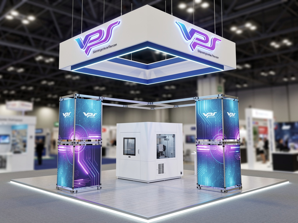 Apex 20x40 Island Exhibit with Integrated Brand Storytelling turnkey exhibit 3D rendering