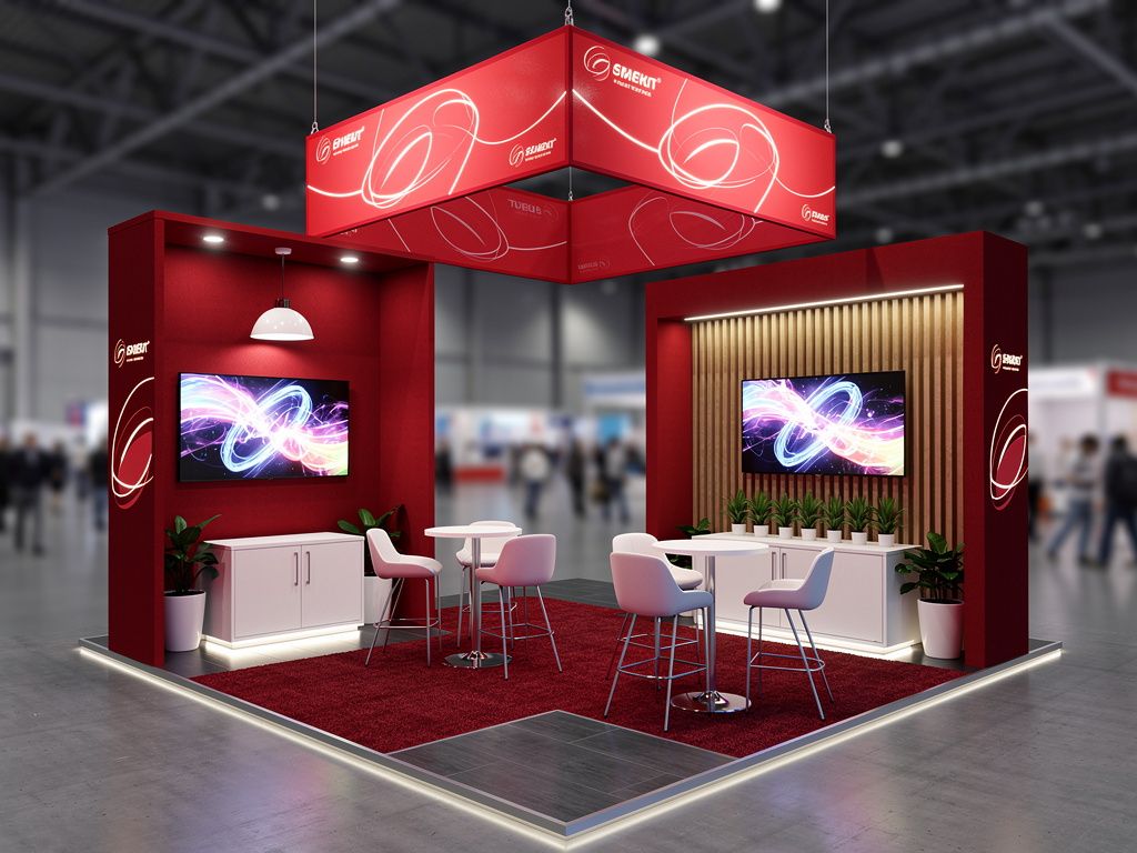 Fuel 20x40 Island Exhibit: Reconfigurable Modular Design turnkey exhibit 3D rendering