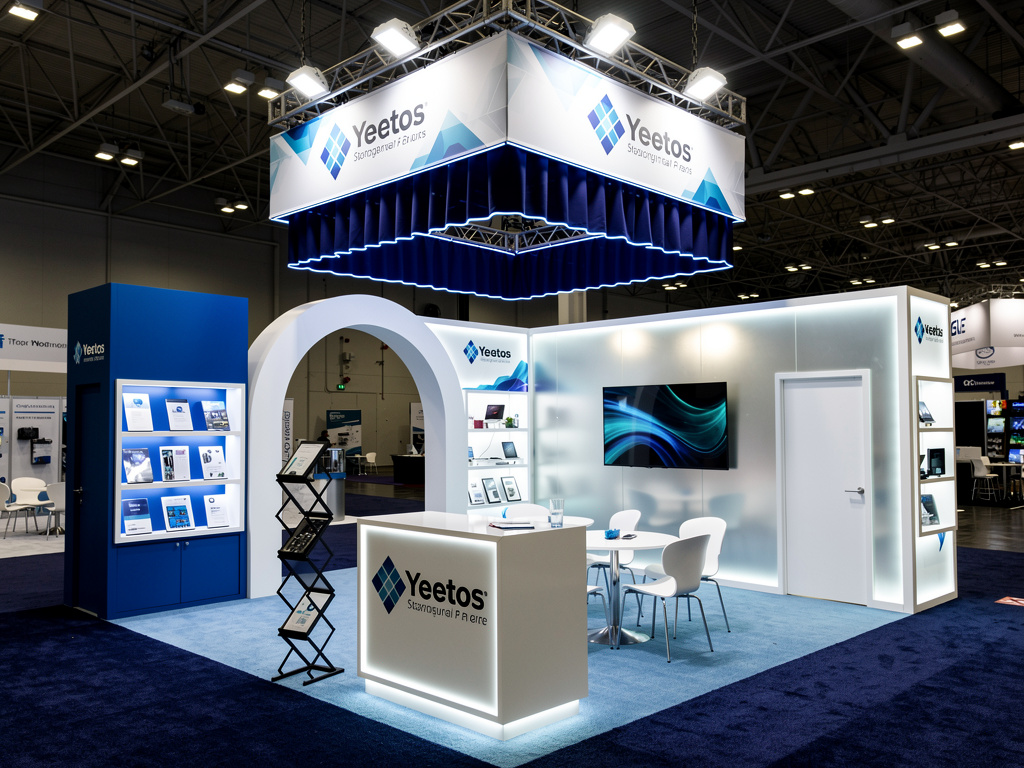 Airtech 30x30 Grand Island Exhibit with Integrated Brand Pavilion turnkey exhibit 3D rendering