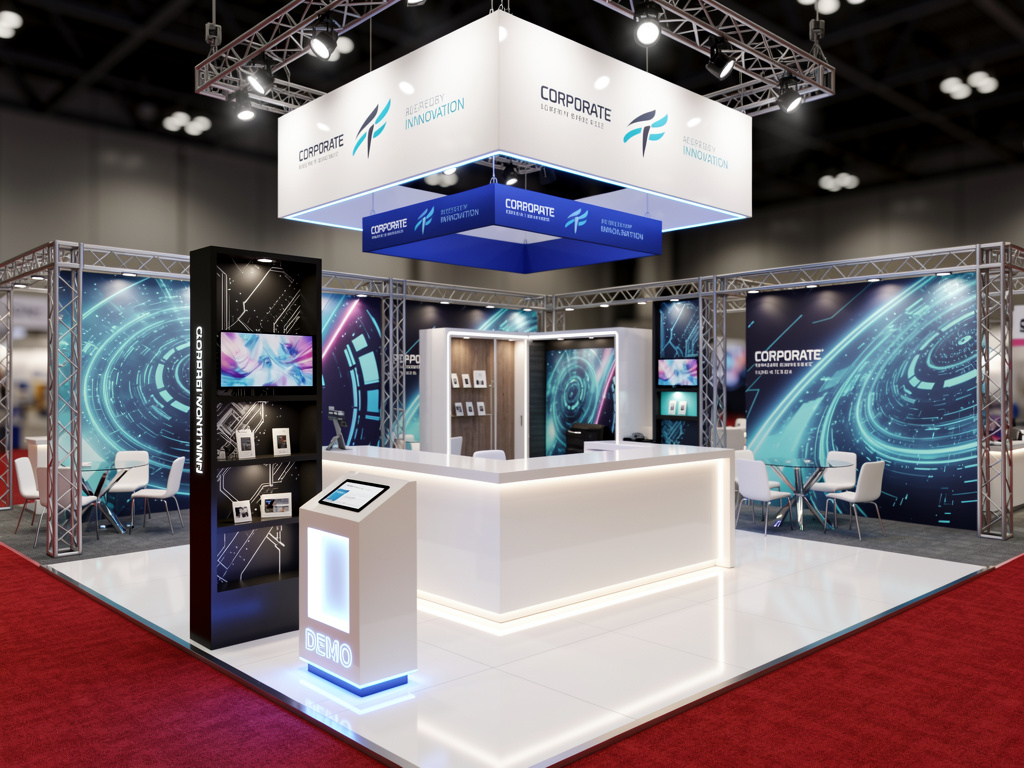 Apex 40x40 Custom Island Exhibit with Integrated Brand Pavilion